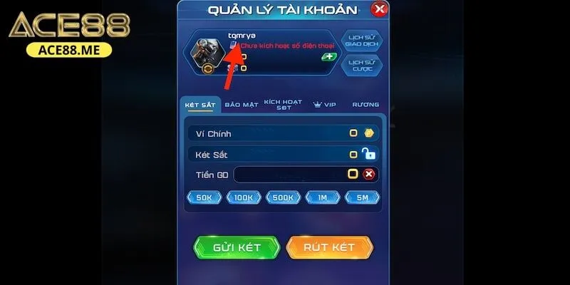 Tạo tên hiển thị khi đăng ký ACE88